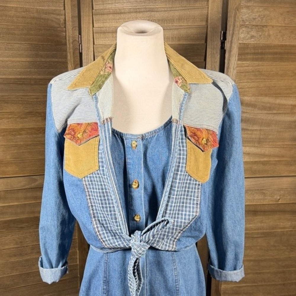 Pg Collections Ginger Bort Denim Patchwork Maxi D… - image 3